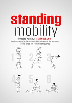 the poster shows how to do standing mobility exercises