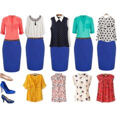 Outfits para ir a trabajar: Falda tubo azul Inverted Triangle Fashion, Blue Skirt Outfits, Royal Blue Skirts, Pencil Skirt Work, Combination Fashion, Soiree Dress, Color Combinations For Clothes, Reed Krakoff, Classy Work Outfits