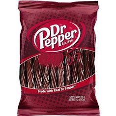 a bag of dr pepper sticks on a white background