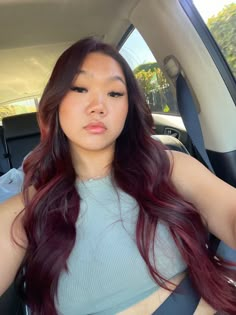 Cherry Red Brown Hair, Dark Cherry Hair, Burgundy Red Hair, Red Violet Hair, Dark Cherry Red, Wine Hair Color, Red Hair Inspo, Wine Hair, Cherry Hair