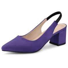 Shop Allegra K for faux suede pointed toe block heel slingback pumps you are looking for, get more women's chunky heel for yourelf. Order now! Free Returns! Block Heel Slingback, Heels Purple, Skirt Heels, Womens Chunky Heels, Slingback Heels, Chunky High Heels, Chunky Heels Sandals, Shoes Heels Pumps, Slingback Heel