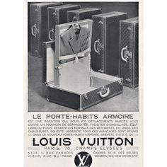 an advertisement for louis vutton luggage from the 1950's, featuring a man in a suit and tie