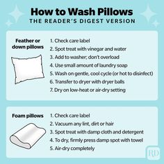 how to wash pillows the reader's best version info graphic by rjp