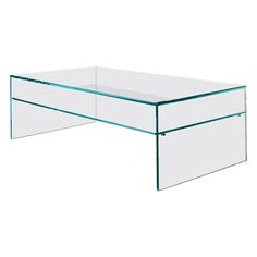 a glass coffee table with two drawers on each side