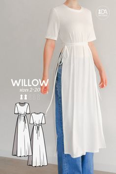 New! Willow T-Shirt Dress Pattern Shirt Dress Pattern, Sewing Projects Clothes, Diy Vetement, Diy Sewing Clothes, Shirt Dress Style, Clothes Sewing Patterns, T Shirt Style, Dress Sewing Patterns, Guest Outfit