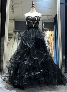 #promdress, #blackpromdress, #prom2024,#formaldress, #longpromdress Prom Dresses Lace Sleeves, Black Tulle Prom Dress, Layers Long, Formal Dress Black, Black Lace Prom Dress, Party Dress Black, Long Party Dress, Sparkly Prom Dresses, Floral Dress Formal