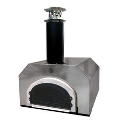 The Chicago Brick Oven CBO 500 Countertop Wood Fired Pizza Oven features a modern stainless steel design with a black chimney and front-loading door. It boasts sleek Countertop Wood, Mobile Pizza Oven, Charcoal Grill Smoker, Meals For Family, Chicago Brick, Wood Burning Pizza Oven, Gas Pizza Oven, Wood Burning Oven, Cooking Kit