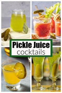 pickle juice cocktails collage with text overlay