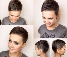 Asymmetrical Pixie Fade, Edgy Hair Pixie, Black Short Pixie Hairstyles, Super Short Layered Hair, Very Short Hair Women, Pixie Haircut For Chubby Faces, Buzz Cuts For Women, Bandana Wreath