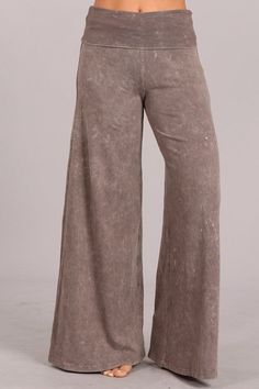 Another Fabulous Creation From Chatoyant! Soft and stretchy mineral wash wide leg pants with a wide fold-over waistband for comfort and support. Casual design in a relaxed fit, appealing on all body types for all day comfort (loungewear, everyday wear, travel, yoga, etc). Each item is hand-dyed for its unique character and american vintage laundered look,should expect variations in color and finishing. Stay Sexy! Fabric USA made Cotton/Spandex 95/5 Jersey Proudly made in the USA Tan Leggings, Wide Leg Palazzo Pants, Workout Fits, Current Styles, Casual Design, Palazzo Pants, Dream Clothes, Fashion Inspo Outfits, Leg Pants