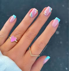 Uploaded by 💖Mandy’s Hearts💖. Find images and videos about pink, flowers and nails on We Heart It - the app to get lost in what you love. Nail Designs, Square, Nails, Pink, Blue, Art