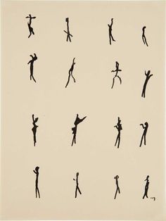 silhouettes of people doing different things on a white background