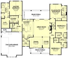 this is the first floor plan for a house that has three bedroom and two bathrooms