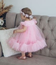 Pink Tulle Tutu Dress For Baptism, Cute Pink Tulle Baptism Dress, Pink Princess Baptism Dress For First Birthday, Princess Style Baptism Dress With Tulle Skirt, Sweet Pink Tutu Dress For Baptism, Baptism Tutu Dress With Tulle Skirt, Cute Tulle Tutu Dress For Baptism, Cute Tulle Princess Dress For Baptism, Princess Style Tulle Baptism Dress With Ruffles