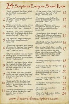 an old scroll with the words 24 scriptures everyone should know on it's page