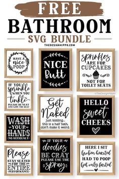 bathroom wall art printables with the words free bathroom svg bundle