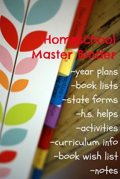 some books are stacked on top of each other with the words homeschool master binder