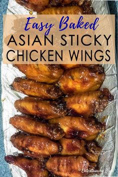 Baked Sticky Chinese Chicken Wings With Brown Sugar & Soy Sauce Asian Sticky Chicken, Appetizers Chicken, Sticky Wings, Wings Recipe Baked