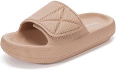 PRICES MAY VARY. Made with skin-friendly durable EVA material,provide all-day comfot Adjustable strap with soft sole for added comfort & customed fit Built with 1.7 inch thick sole enhance cushioning. Designed with anti-slip textured style the slides prevent foot slipping and falling as well as coming out Adjustable slides concise style and solid design perfects for all season and occasions, bathroom, indoor bedroom, living room, swimming pool, beach, holiday, spa, leisure, public showers, steam Spa Garden, Brown Slides, Pillow Slippers, Cloud Slides, Top Shoes For Men, Slides For Women, Beach Bath, Slides Slippers, Pool Beach