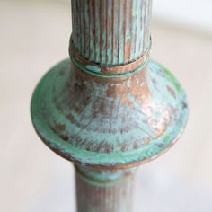 a close up of a metal pole on a table