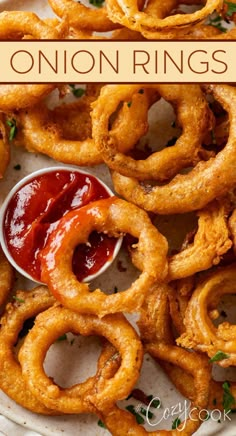 crispy onion rings with a side of ketchup Onion Ring Batter, Fried Onion Rings Recipe, Food Lab