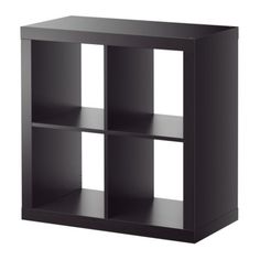 a black shelf with four shelves on each side