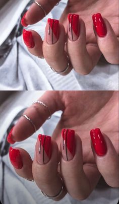 Red Summer Nails, Short Red Nails, Red And White Nails, Sassy Nails, Red Acrylic Nails, Red Nail, Acrylic Nails Coffin Short