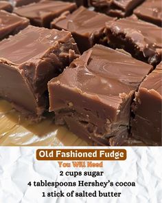 old fashioned fudge you will need 2 cups sugar 4 tablespoos hershey's cocoa 1 stick of salted butter