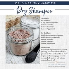 Diy Dry Shampoo Dark Hair, Conditioner Bar Recipe, Dry Shampoo Dark Hair, Organic Dry Shampoo, Homemade Dry Shampoo, Natural Dry Shampoo, Dry Shampoo Powder, Diy Dry Shampoo, Shampoo Recipe