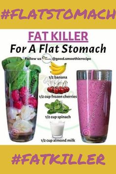 Flat Stomach Smoothie Recipes, Flat Stomach Smoothie, Stomach Smoothie, Baking Powder Uses, Ginger Smoothie, Frozen Cherries, Best Diet Plan