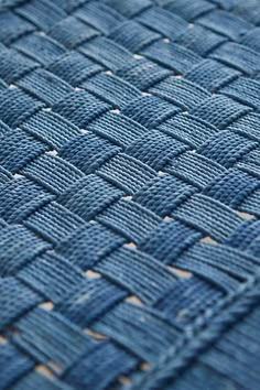 close up view of blue woven material