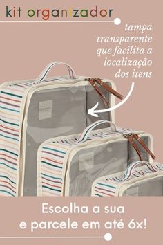 three pieces of luggage sitting next to each other on top of a pink background with the words kitonanizador written in spanish