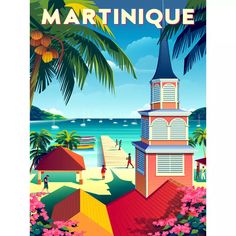 affiche vintage martinique Retro Kunst, Dream Beach, Deep Sea Fishing, French Culture, Style Travel, Poster Retro, Tropical Vacation, Poster Vintage, White Sand Beach