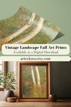 the vintage landscape fall art prints are available as a digital print for $ 10 each