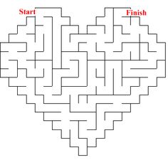 a heart shaped maze with an angel and a cupid on it, as well as a