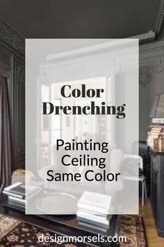 color drenching painting ceiling same color Dark Gray Walls And Ceiling, Vaulted Ceiling Same Color As Walls, Low Ceiling Home Decor, Monochromatic Walls And Ceiling, Painting Room All One Color, Dark Living Room Ceiling, Canal Street Sherwin Williams, Wall Trim And Ceiling Same Color, Ceiling Same As Wall Color