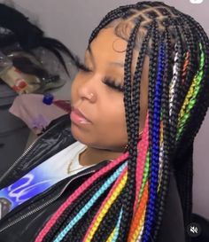 Rainbow Box Braids, Barbie Hairstyle, Knotless Box Braids, Black Hair Aesthetic, Braided Cornrow Hairstyles