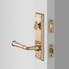 an image of a door handle on the side of a wall with two knobs