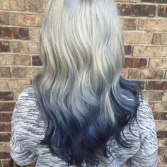 Blue Silver Hair, Denim Blue Hair, Baby Blue Hair, Silver Ombre Hair, Best Ombre Hair, Denim Hair, Hair Colors And Styles, Brown Ombre Hair, Ash Hair Color