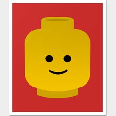 a yellow vase with a smiley face on it's side, against a red background