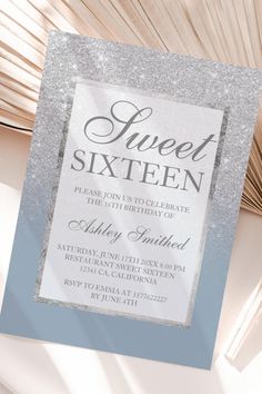 an elegant silver glitter sweet sixteen birthday party