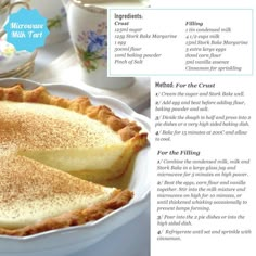 the recipe for this pie is shown with instructions