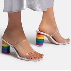 New In Box Size 7 Part Of The Pride Collection. The Dolce Vita Pride Collection Has Partnered In Designing Each Shoe With The Trevor Project, An Organization For Suicide Prevention Efforts Among Lgbtqia Youth. Clear Straps Rainbow Striped Chunky Heel New With Tags Padded Sandals, Dolce Vita Sandals, Rose Gold Sandals, Leopard Sandals, Bohemian Sandals, Yellow Sandals, Ankle Sandals, Black Strappy Sandals, Dolce Vita Shoes