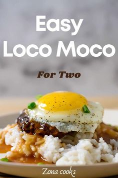 This Authentic Loco Moco Recipe is a made of a rice topped with a juicy hamburger patty, brown gravy, and a soft fried egg. It is a quick and easy Hawaiian comfort food that is satisfying and delicious. This recipe is ready in just 30 minutes and makes an easy breakfast, lunch, or dinner for two. Hamburger With Egg, Rice Breakfast Recipes, Rice Breakfast, Hamburger Recipes Patty, Juicy Hamburgers, Hamburger Patty, Hawaiian Dishes, Brown Gravy, Hawaiian Food