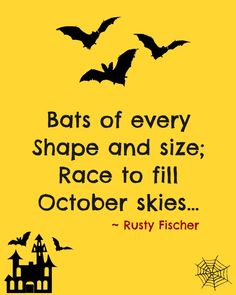 bats flying over a castle with the words bats of every shape and size race to fill october skies