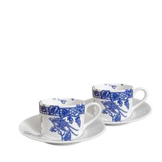 Chinoiserie Toile set of 2 bone china teacups and saucers by Caskata. Chinoiserie Blue, Blue Cups, Pretty Cups, Chinoiserie Style, Tea Art, How To Make Tea, Antique Textiles, Cup And Saucer Set, Bone China