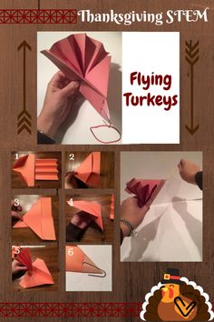 the instructions to make a turkey origami thanksgiving craft for kids and adults are shown here