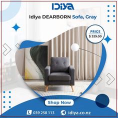 #idiyafurniture #BestFurnitureOnline #onlinefurniture #affordableprice #indoorfurniture Sofa Gray, Occasional Chair, Compact Living, Dark Grey Color, Occasional Chairs, Grey Color, Outdoor Bed, Bedroom Furniture, Dark Grey