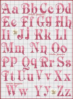 a cross stitch alphabet with letters and numbers