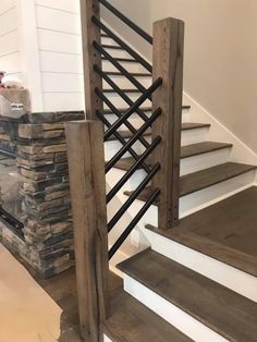 the stairs are made out of wood and metal